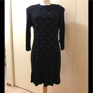 Vintage Black Knit W/Brass Studs Wiggle Dress
